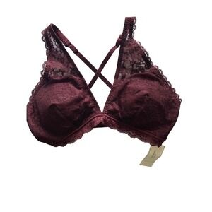 Gilly Hicks Lace Bralette Womens Medium Burgundy Red Removable Pads Adjustable